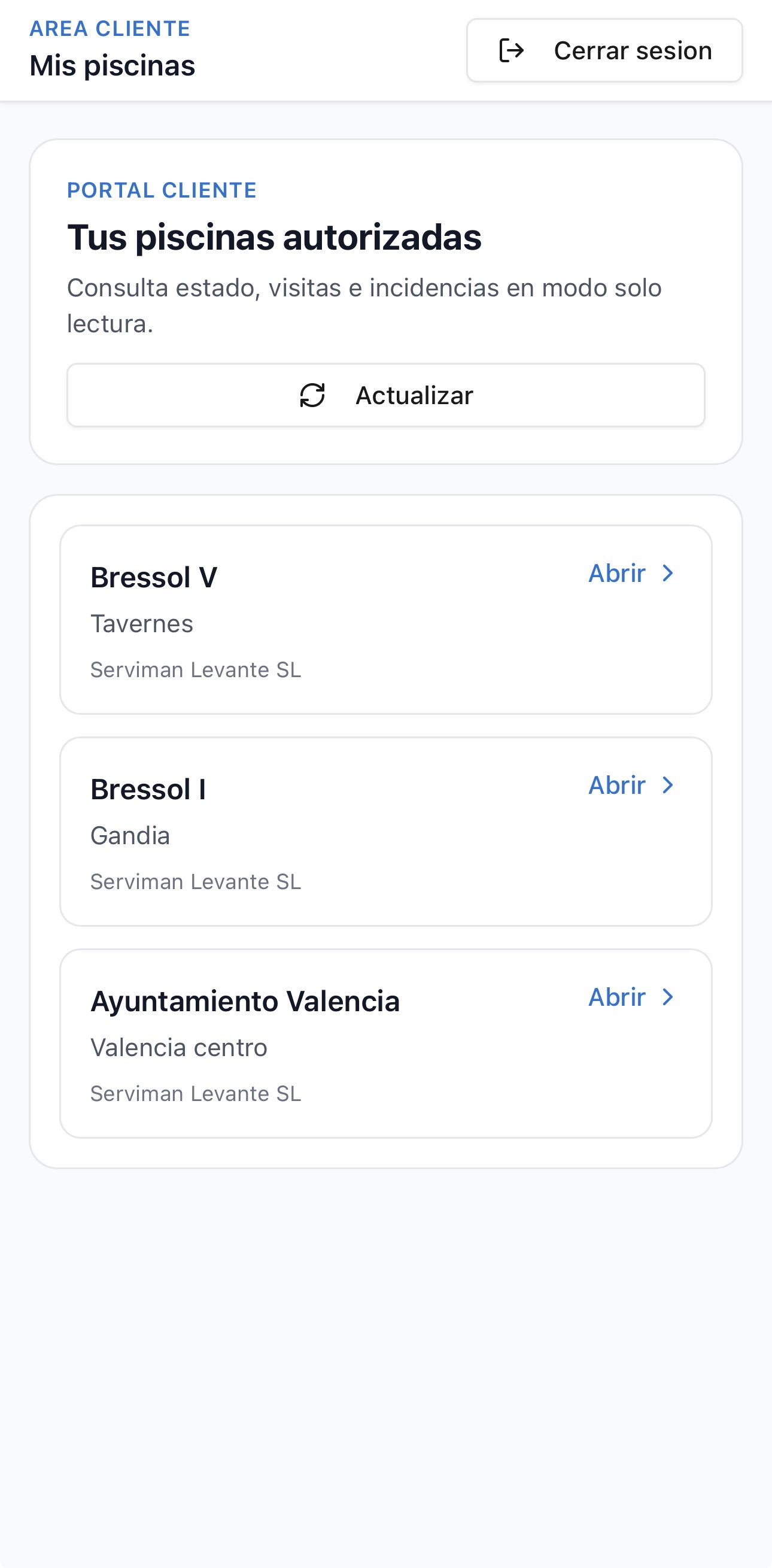 Área cliente de ClorAqua